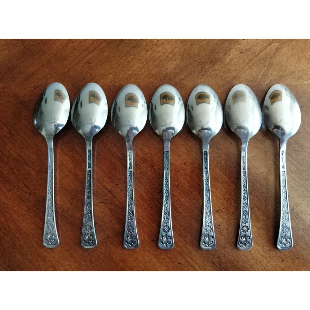 Interpur FLORENZ Stainless Flatware MCM Korea Lot 7x Table Dinner Spoon 7.25